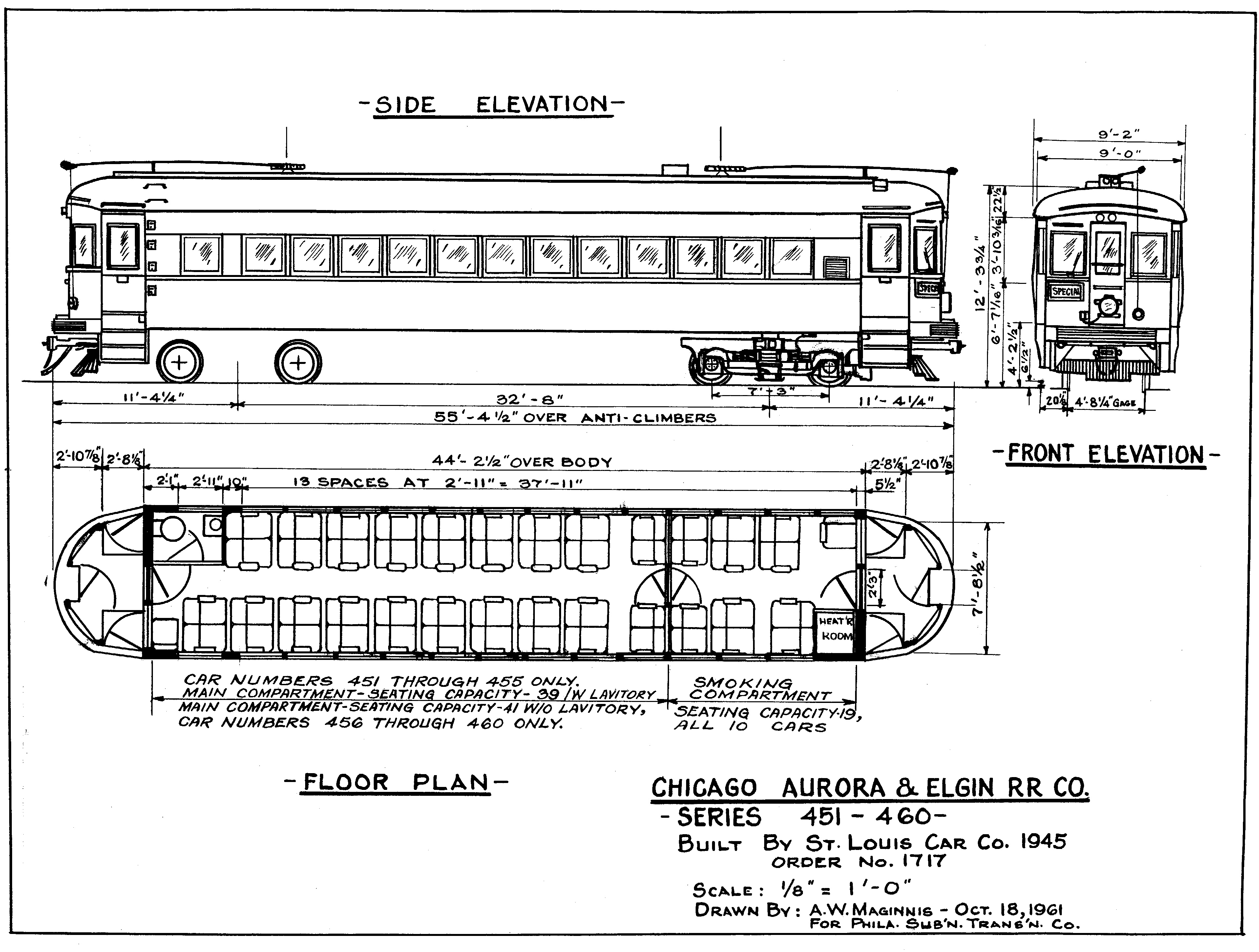 Drawing of CA&E 451 series by A. W. Maginnis.