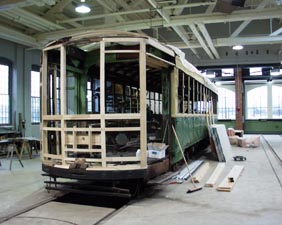 Front of 5205 being reconstructed at Electric City Trolley Museum